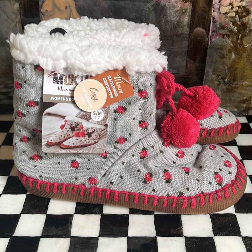 MUK LUKS Pom-Pom Bootie Slipper
